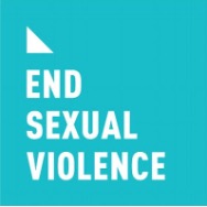 END SEXUAL VIOLENCE in white letters over a teal background